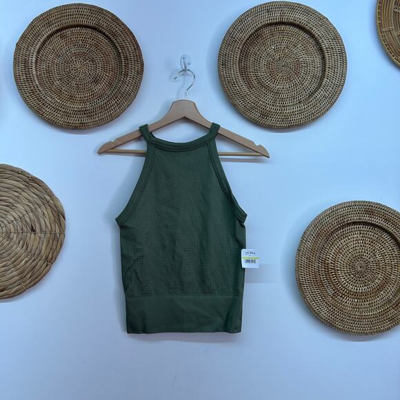 NEW Intimately Free People Green Ribbed Stretch Tank Top M/L Loungewear Casual - Picture 1 of 5